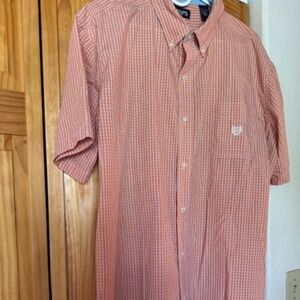 Chaps mens dress shirt, orange plaid, excellent condition XXL
